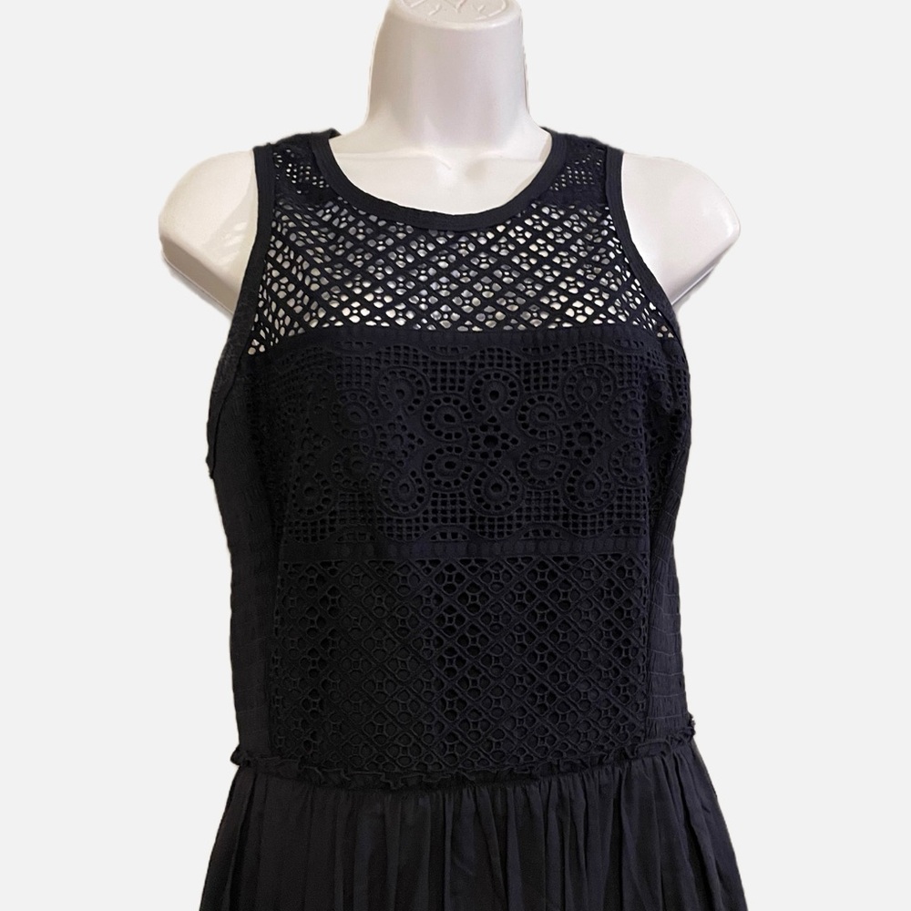 Rebecca Taylor Midnight Blue Dress Cotton Size 6 - Picture 3 of 11